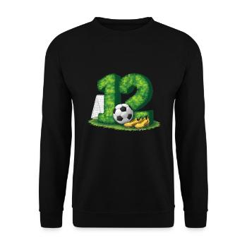 12th Birthday 12 Years Soccer Soccer Player - Unisex Sweatshirt - black - Front - Alina (178cm) & Michal (187cm)