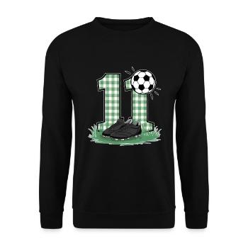 11e anniversaire 11 ans de football Joueur de football - Sweat-shirt Unisexe - noir - Devant - Alina (178cm) & Michal (187cm)