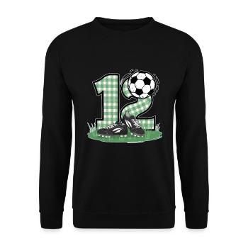 12e anniversaire 12 ans de football Joueur de football - Sweat-shirt Unisexe - noir - Devant - Alina (178cm) & Michal (187cm)