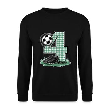 4ème anniversaire 4 ans de football Joueur de football - Sweat-shirt Unisexe - noir - Devant - Alina (178cm) & Michal (187cm)