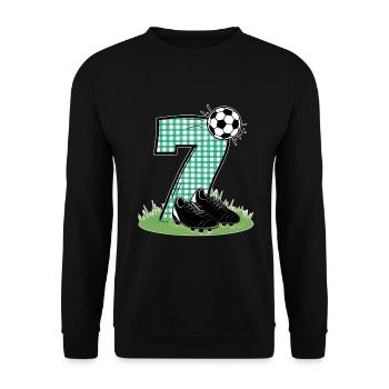 7th Birthday 7 Years Soccer Soccer Player - Unisex Sweatshirt - black - Front - Alina (178cm) & Michal (187cm)