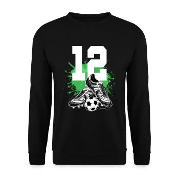 12e anniversaire 12 ans de football Joueur de football - Sweat-shirt Unisexe - noir - Devant - Alina (178cm) & Michal (187cm)