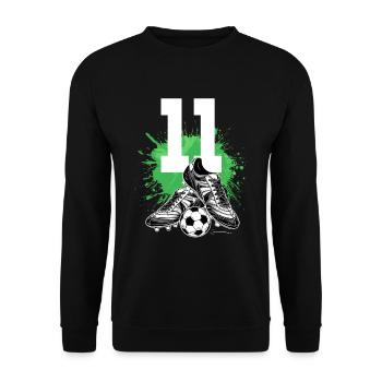 11e anniversaire 11 ans de football Joueur de football - Sweat-shirt Unisexe - noir - Devant - Alina (178cm) & Michal (187cm)