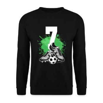 7th Birthday 7 Years Soccer Soccer Player - Unisex Sweatshirt - black - Front - Alina (178cm) & Michal (187cm)
