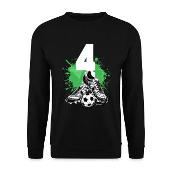 4ème anniversaire 4 ans de football Joueur de football - Sweat-shirt Unisexe - noir - Devant - Alina (178cm) & Michal (187cm)