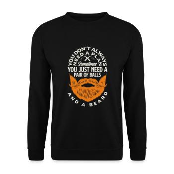 Bartpflege Bart Liebhaber Männer Bart - Unisex Pullover - Schwarz - Vorne - Alina (178cm) & Michal (187cm)