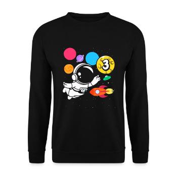 3ème anniversaire garçons 3 ans astronaute anniversaire - Sweat-shirt Unisexe - noir - Devant - Alina (178cm) & Michal (187cm)