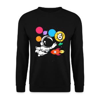 6th birthday boys 6 years astronaut birthday - Unisex Sweatshirt - black - Front - Alina (178cm) & Michal (187cm)