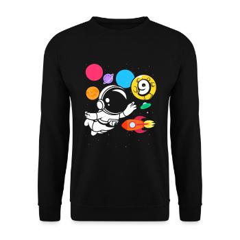 9e anniversaire garçons 9 ans anniversaire astronaute - Sweat-shirt Unisexe - noir - Devant - Alina (178cm) & Michal (187cm)