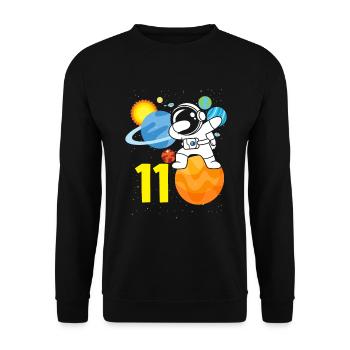 11th Birthday Boys Astronaut Birthday - Unisex Sweatshirt - black - Front - Alina (178cm) & Michal (187cm)