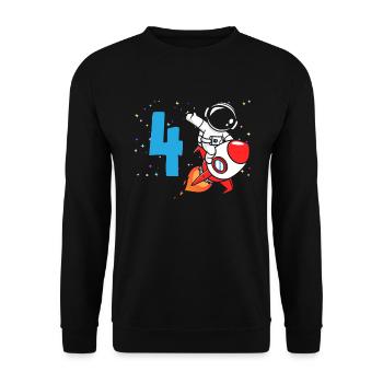 4ème anniversaire garçons 4 ans astronaute anniversaire - Sweat-shirt Unisexe - noir - Devant - Alina (178cm) & Michal (187cm)