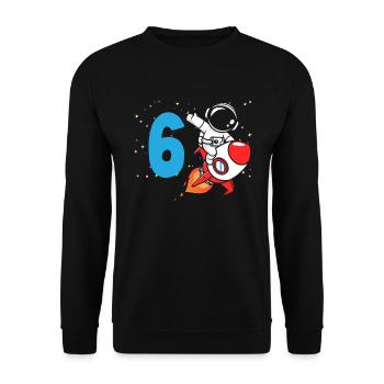 6. Geburtstag Jungen 6 Jahre Astronaut Geburtstag - Unisex Pullover - Schwarz - Vorne - Alina (178cm) & Michal (187cm)