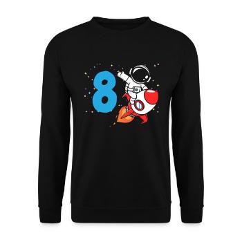 8ème anniversaire Garçons 8 ans Astronaute Anniversaire - Sweat-shirt Unisexe - noir - Devant - Alina (178cm) & Michal (187cm)