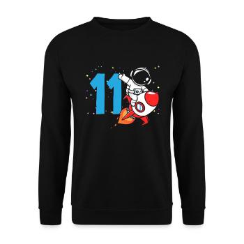 11th Birthday Boys Astronaut Birthday - Unisex Sweatshirt - black - Front - Alina (178cm) & Michal (187cm)