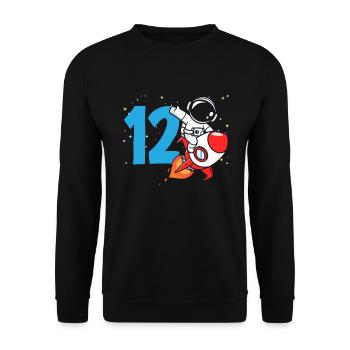 12th Birthday Boys Astronaut Birthday - Unisex Sweatshirt - black - Front - Alina (178cm) & Michal (187cm)
