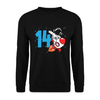 14e anniversaire Garçons Astronaute Anniversaire - Sweat-shirt Unisexe - noir - Devant - Alina (178cm) & Michal (187cm)