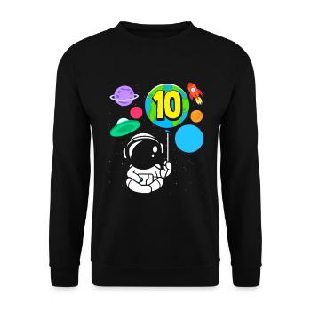 10th Birthday Boys Astronaut Birthday - Unisex Sweatshirt - black - Front - Alina (178cm) & Michal (187cm)