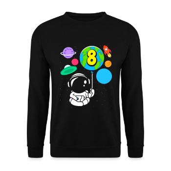 8ème anniversaire Garçons 8 ans Astronaute Anniversaire - Sweat-shirt Unisexe - noir - Devant - Alina (178cm) & Michal (187cm)
