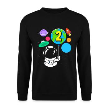 2. Geburtstag Jungen 2 Jahre Astronaut Geburtstag - Unisex Pullover - Schwarz - Vorne - Alina (178cm) & Michal (187cm)