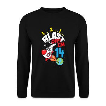 14e anniversaire Garçons Astronaute Anniversaire - Sweat-shirt Unisexe - noir - Devant - Alina (178cm) & Michal (187cm)