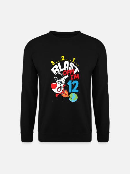 12. Geburtstag Jungen Astronaut Geburtstag - Unisex Pullover - Schwarz