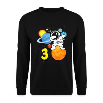 3ème anniversaire garçons 3 ans astronaute anniversaire - Sweat-shirt Unisexe - noir - Devant - Alina (178cm) & Michal (187cm)
