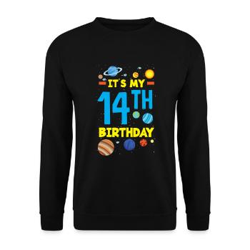 14e anniversaire Garçons Astronaute Anniversaire - Sweat-shirt Unisexe - noir - Devant - Alina (178cm) & Michal (187cm)