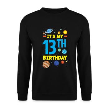 13th Birthday Boys Astronaut Birthday - Unisex Sweatshirt - black - Front - Alina (178cm) & Michal (187cm)