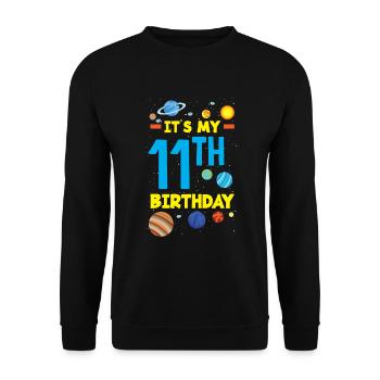 11th Birthday Boys Astronaut Birthday - Unisex Sweatshirt - black - Front - Alina (178cm) & Michal (187cm)