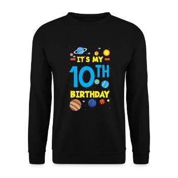 10th Birthday Boys Astronaut Birthday - Unisex Sweatshirt - black - Front - Alina (178cm) & Michal (187cm)