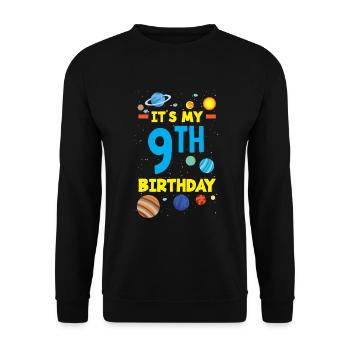 9e anniversaire garçons 9 ans astronaute anniversaire - Sweat-shirt Unisexe - noir - Devant - Alina (178cm) & Michal (187cm)