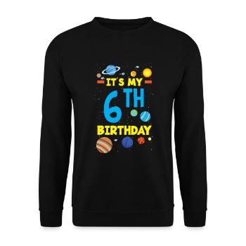 6. Geburtstag Jungen 6 Jahre Astronaut Geburtstag - Unisex Pullover - Schwarz - Vorne - Alina (178cm) & Michal (187cm)