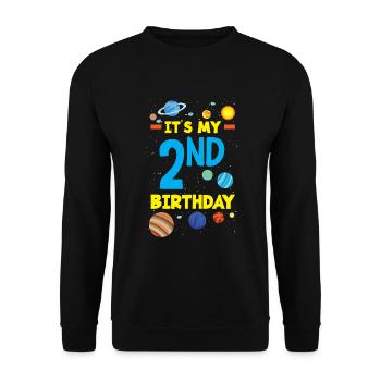 2. Geburtstag Jungen 2 Jahre Astronaut Geburtstag - Unisex Pullover - Schwarz - Vorne - Alina (178cm) & Michal (187cm)