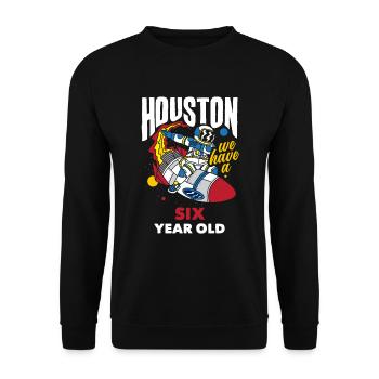 6. Geburtstag Jungen 6 Jahre Astronaut Geburtstag - Unisex Pullover - Schwarz - Vorne - Alina (178cm) & Michal (187cm)