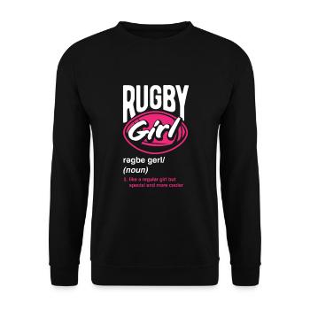 Rugby Girl - Comme une fille normale, mais plus cool - Sweat-shirt Unisexe - noir - Devant - Alina (178cm) & Michal (187cm)