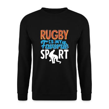 Rugby Ist Mein Lieblingssport - Unisex Pullover - Schwarz - Vorne - Alina (178cm) & Michal (187cm)