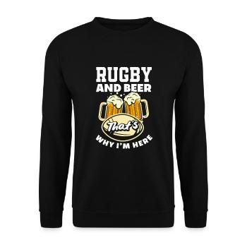 Le rugby et la bière C’est pourquoi je suis ici - Sweat-shirt Unisexe - noir - Devant - Alina (178cm) & Michal (187cm)