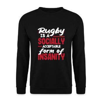Rugby Ist Eine Gesellschaftlich Akzeptierte Form - Unisex Pullover - Schwarz - Vorne - Alina (178cm) & Michal (187cm)