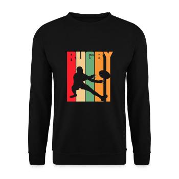 Rugby Retro Silhouette Design - Unisex Sweatshirt - black - Front - Alina (178cm) & Michal (187cm)