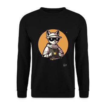 The cool hip-hop cat, the music rap cat - Unisex Sweatshirt - black - Front - Alina (178cm) & Michal (187cm)