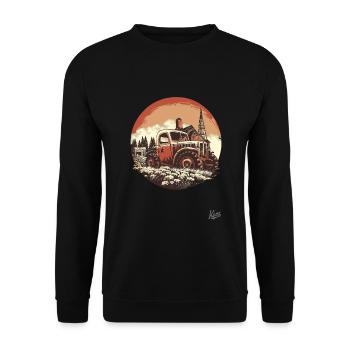 Le tracteur agricole rétro vintage - Sweat-shirt Unisexe - noir - Devant - Alina (178cm) & Michal (187cm)