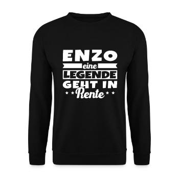 Enzo, eine Legende, geht in den Ruhestand - Unisex Pullover - Schwarz - Vorne - Alina (178cm) & Michal (187cm)