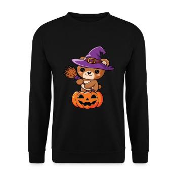 Halloween Teddy Bear Halloween Bear - Unisex Sweatshirt - black - Front - Alina (178cm) & Michal (187cm)