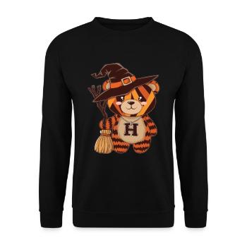 Halloween Teddy Bear Halloween Bear - Unisex Sweatshirt - black - Front - Alina (178cm) & Michal (187cm)