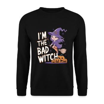 Sorcière d’Halloween Je suis la mauvaise sorcière - Sweat-shirt Unisexe - noir - Devant - Alina (178cm) & Michal (187cm)