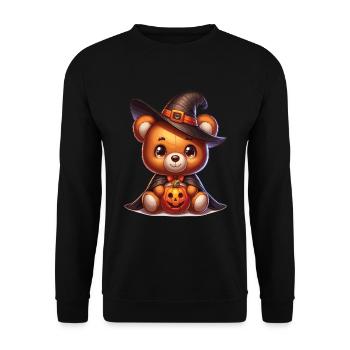Halloween Teddy Bear Halloween Bear - Unisex Sweatshirt - black - Front - Alina (178cm) & Michal (187cm)