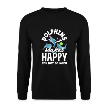 Delfine Machen Glücklich Du Nicht So Sehr - Unisex Pullover - Schwarz - Vorne - Alina (178cm) & Michal (187cm)