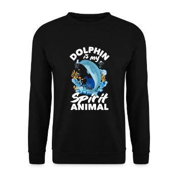 Delfin Ist Mein Spirituelles Tier - Unisex Pullover - Schwarz - Vorne - Alina (178cm) & Michal (187cm)