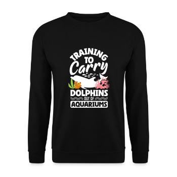 Training To Carry Dolphins Out Of Aquariums - Unisex Pullover - Schwarz - Vorne - Alina (178cm) & Michal (187cm)