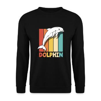 Retro Dolphin Animal Lover Motif - Unisex Sweatshirt - black - Front - Alina (178cm) & Michal (187cm)